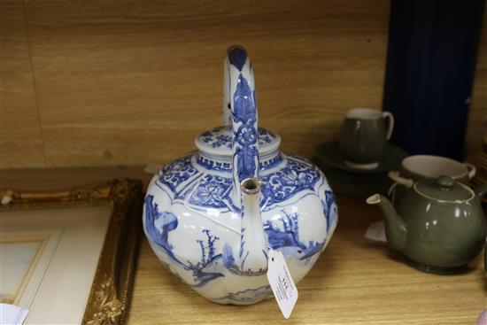 Two Chinese blue and white teapots tallest 23cm